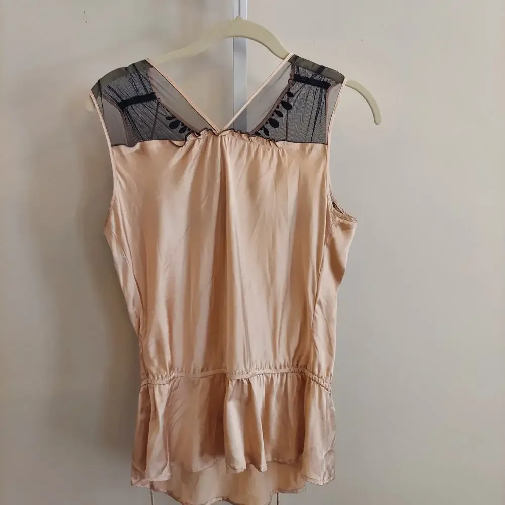 Plenty by Tracy Reese Silk Blouse‎ Y2K Mesh Beaded Peplum Fairy Grunge Ballet - Picture 6 of 8